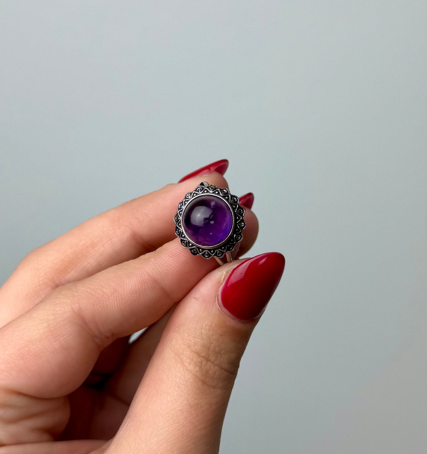 Amethyst adjustable ring