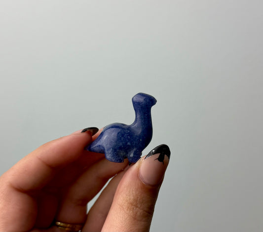 Blue aventurine dinosaur carving