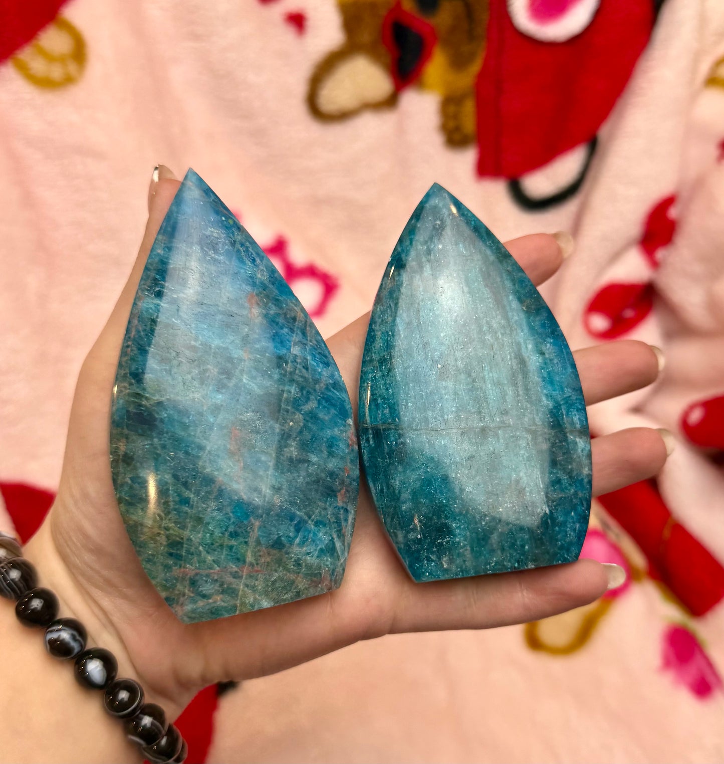 Blue apatite tear freeforms