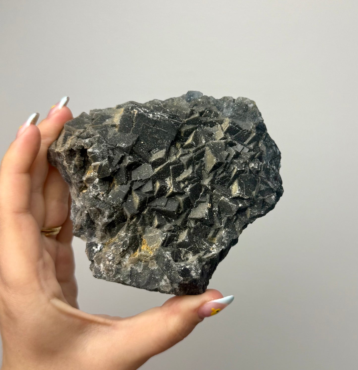 Black rose fluorite specimen