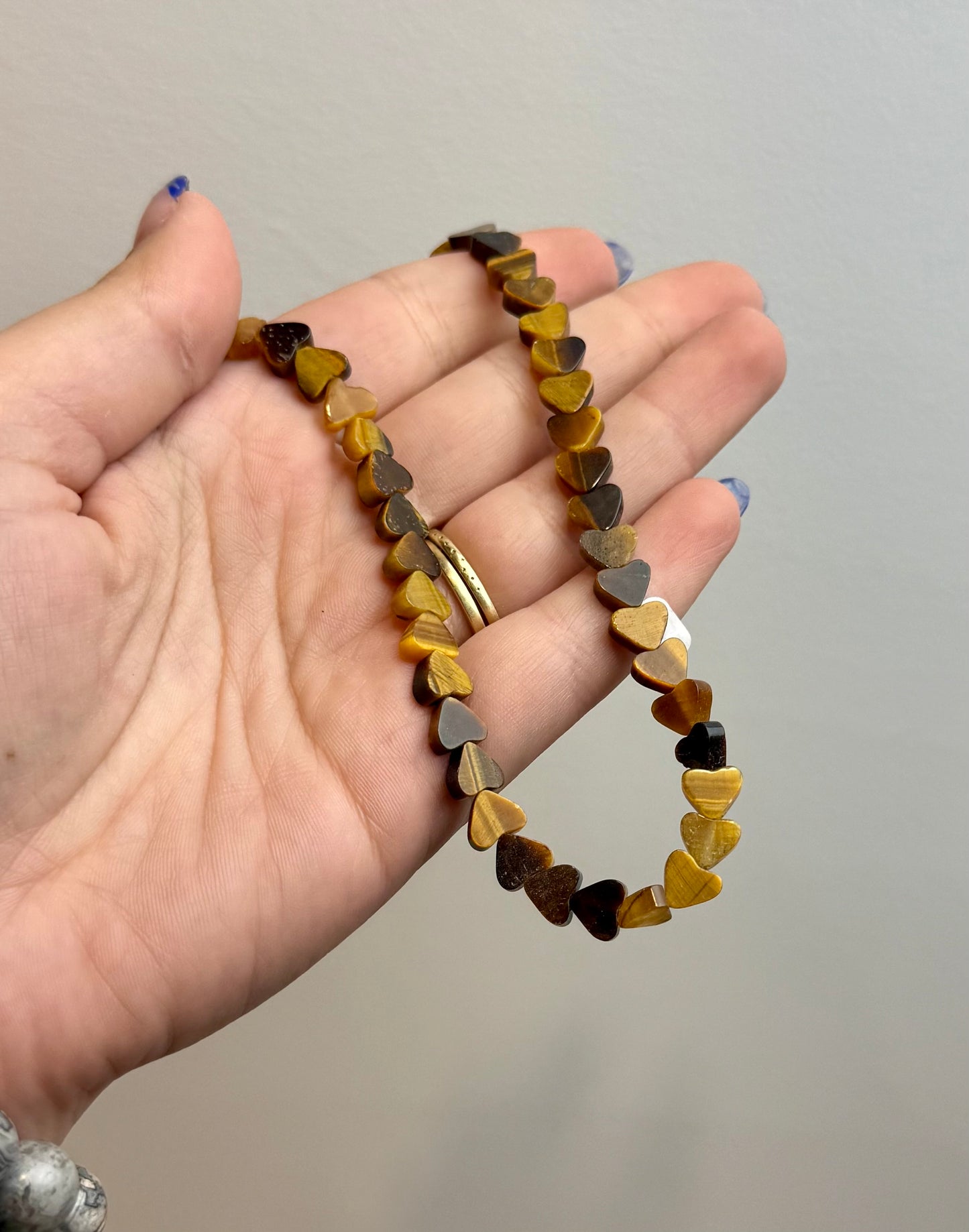 Tigers eye heart bead strand