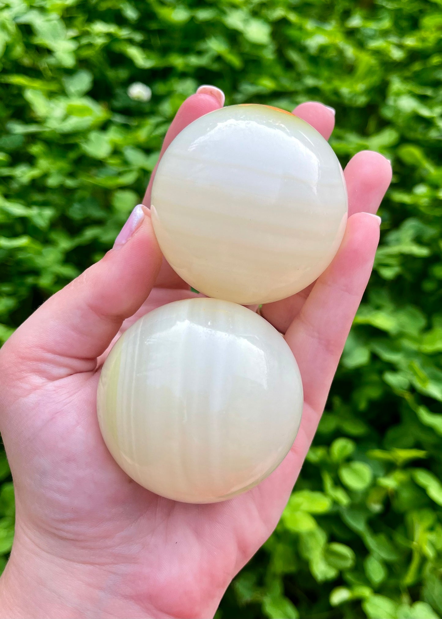 Green onyx spheres