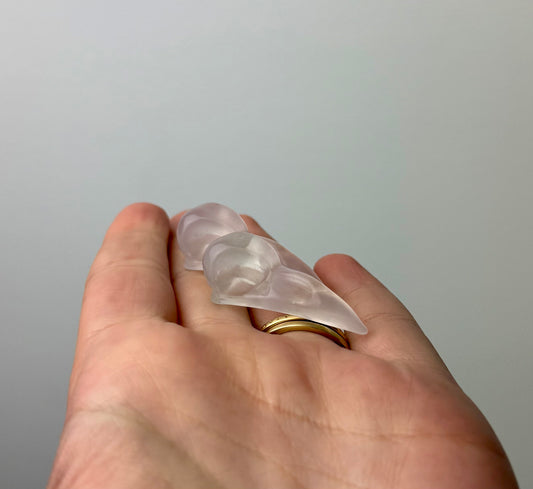 Fluorite Raven head carvings