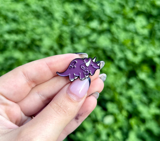 Triceratops dinosaur enamel pin