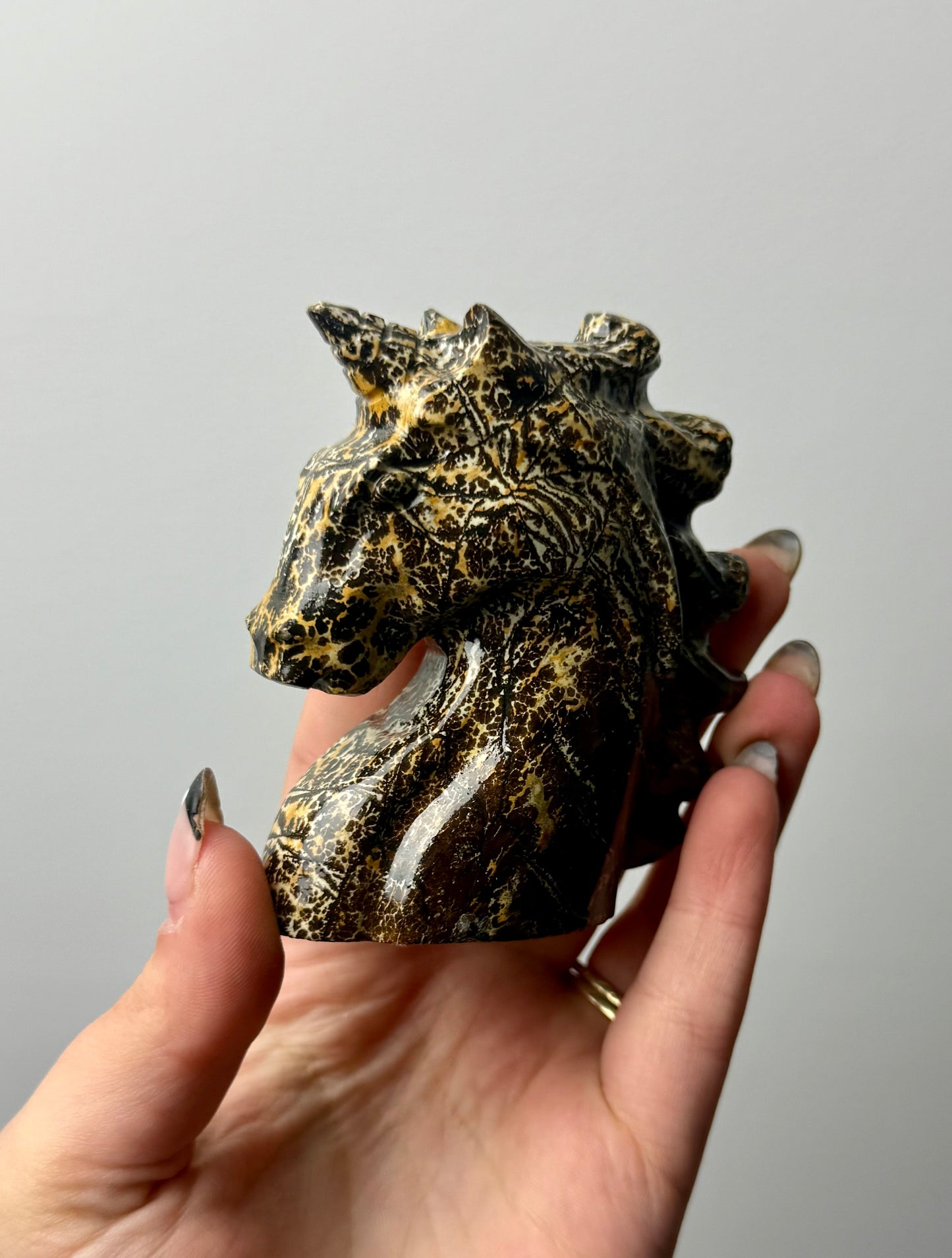 Picture jasper unicorn carving