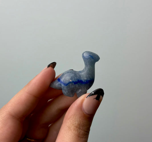Blue aventurine dinosaur carving