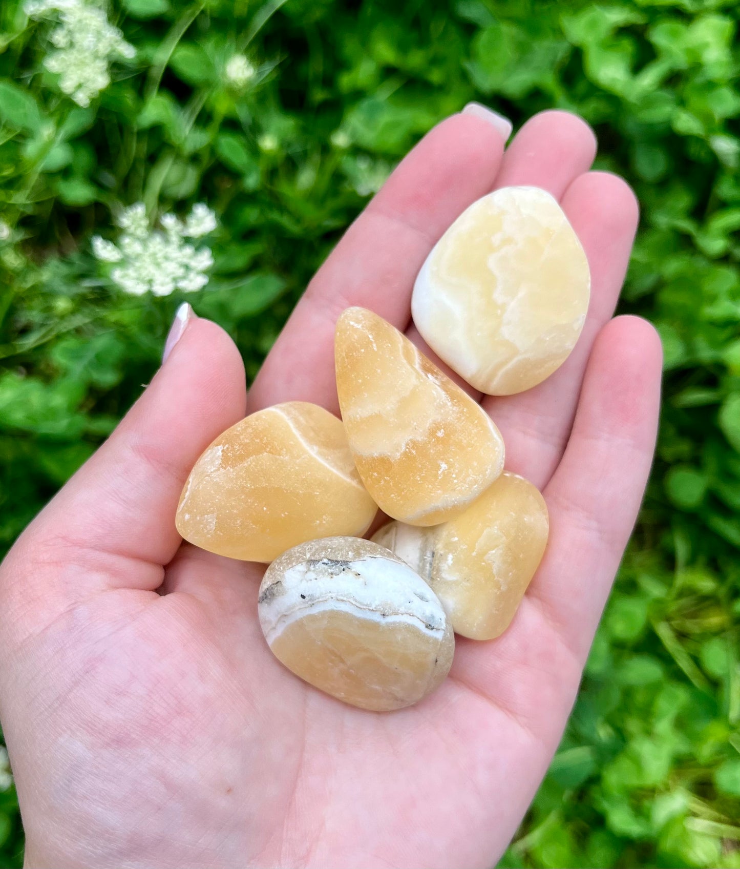 Orange calcite tumbles