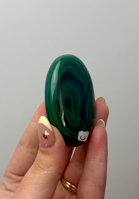 Malachite palm stone C