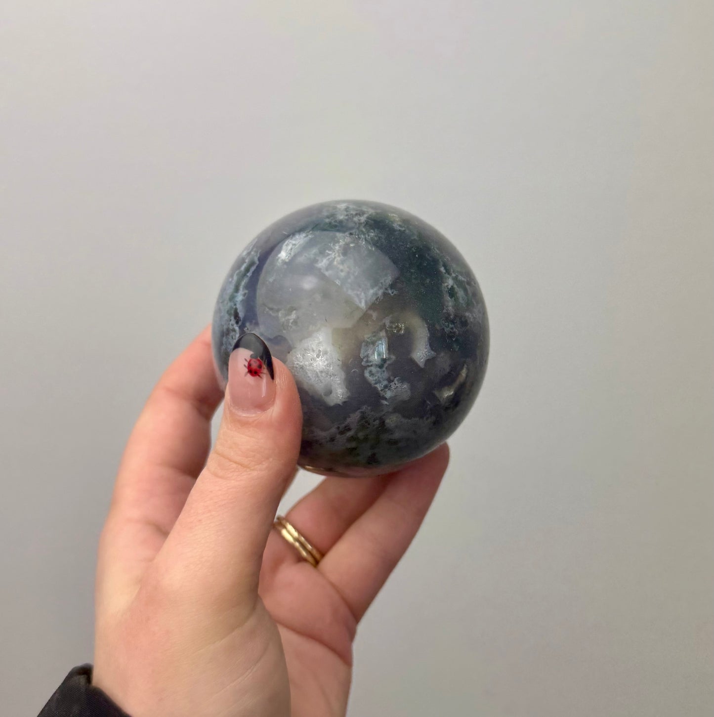 Moss agate sphere