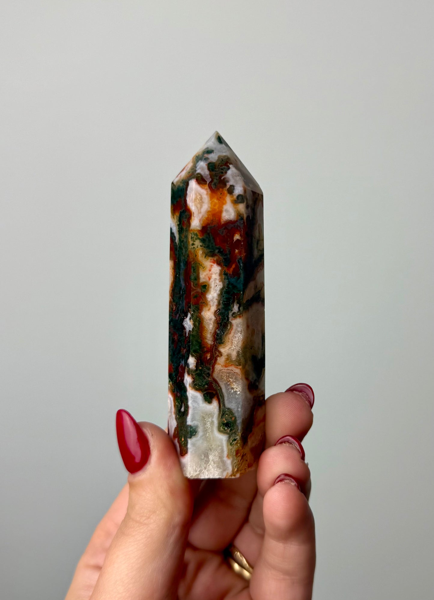 Dyed moss agate tower E