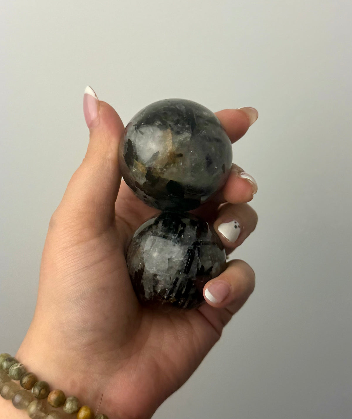Black tourmaline quartz spheres