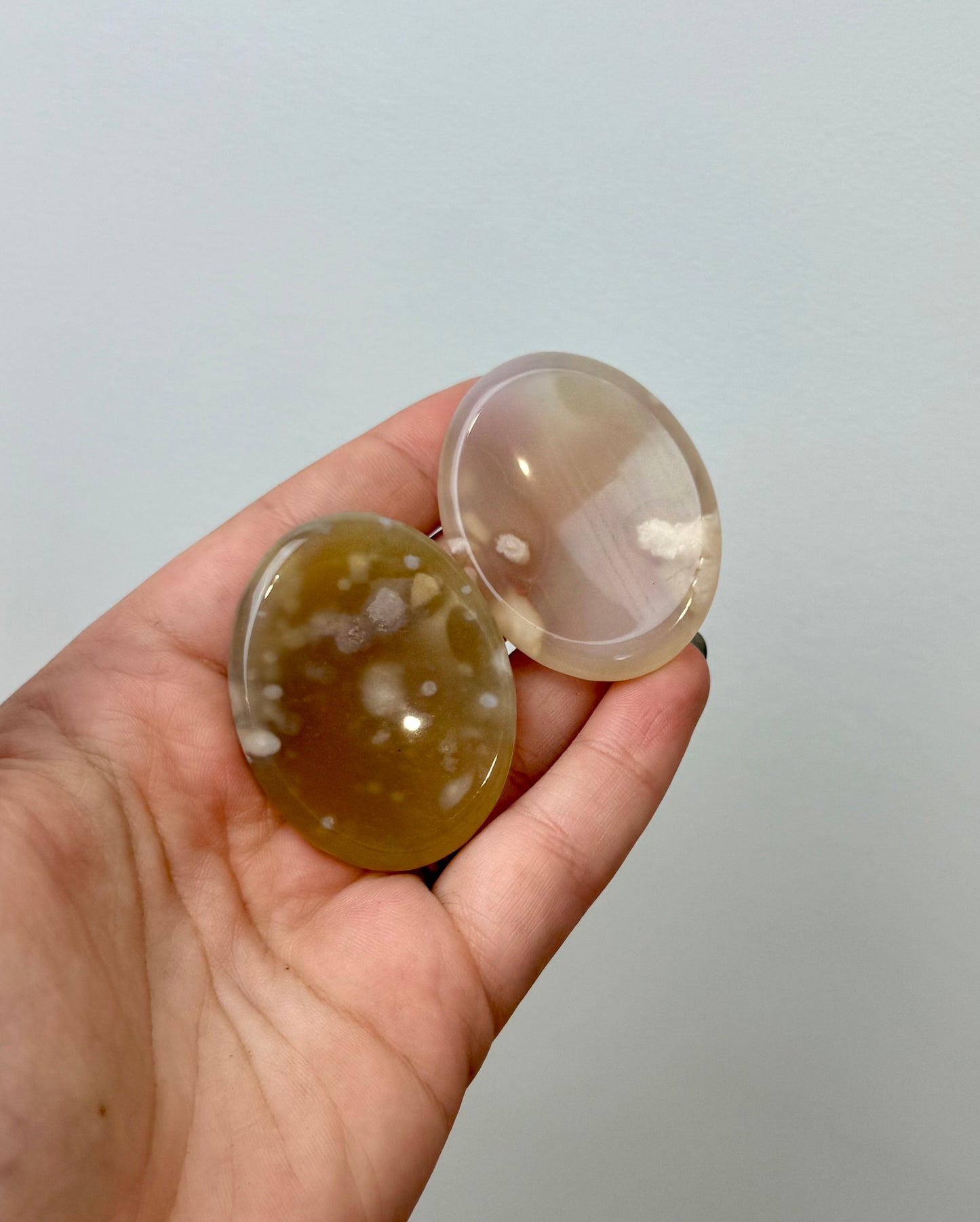 Flower agate worry stones