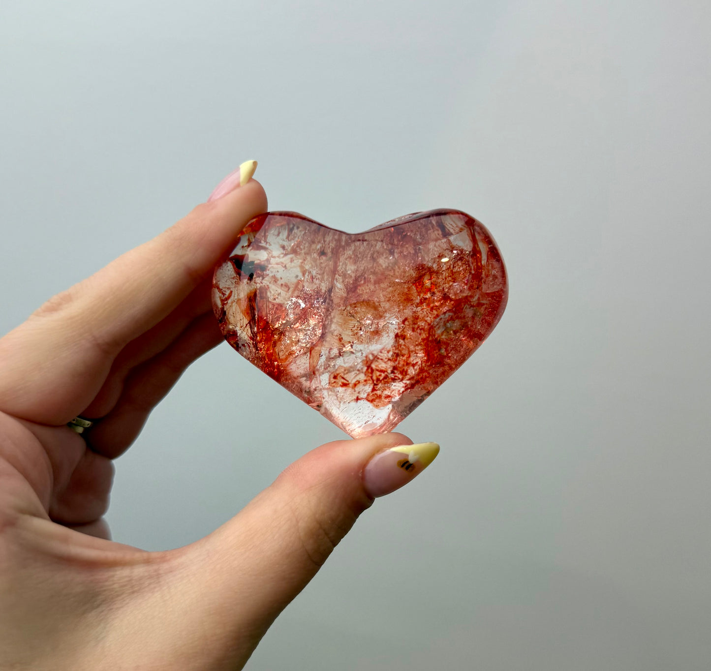 Dyed Quartz heart carving