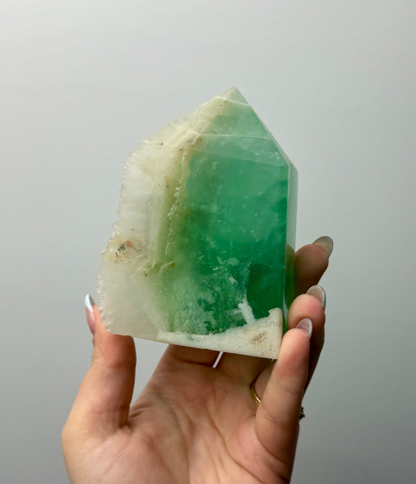 Half raw fluorite tower