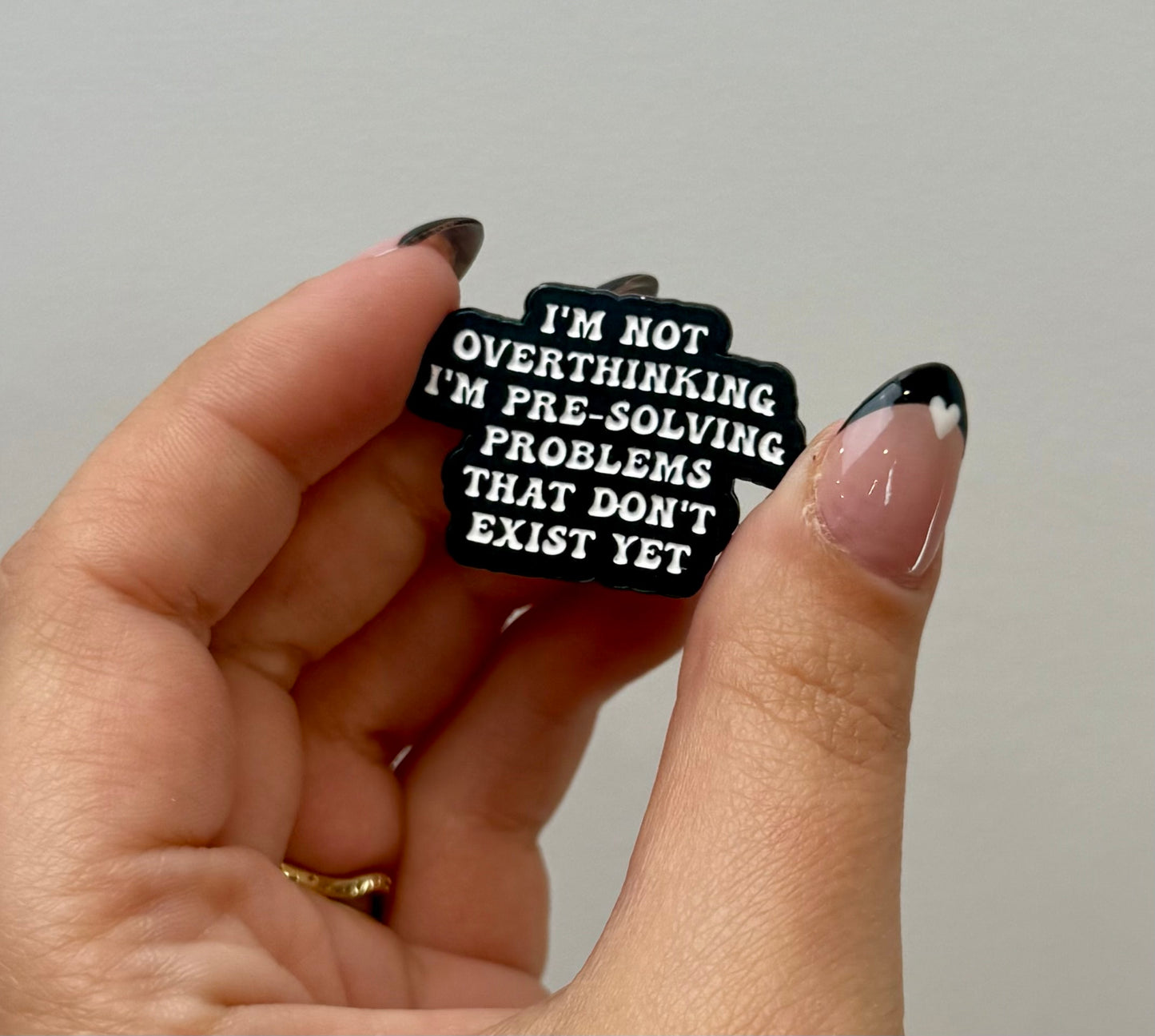 Overthinking enamel pin