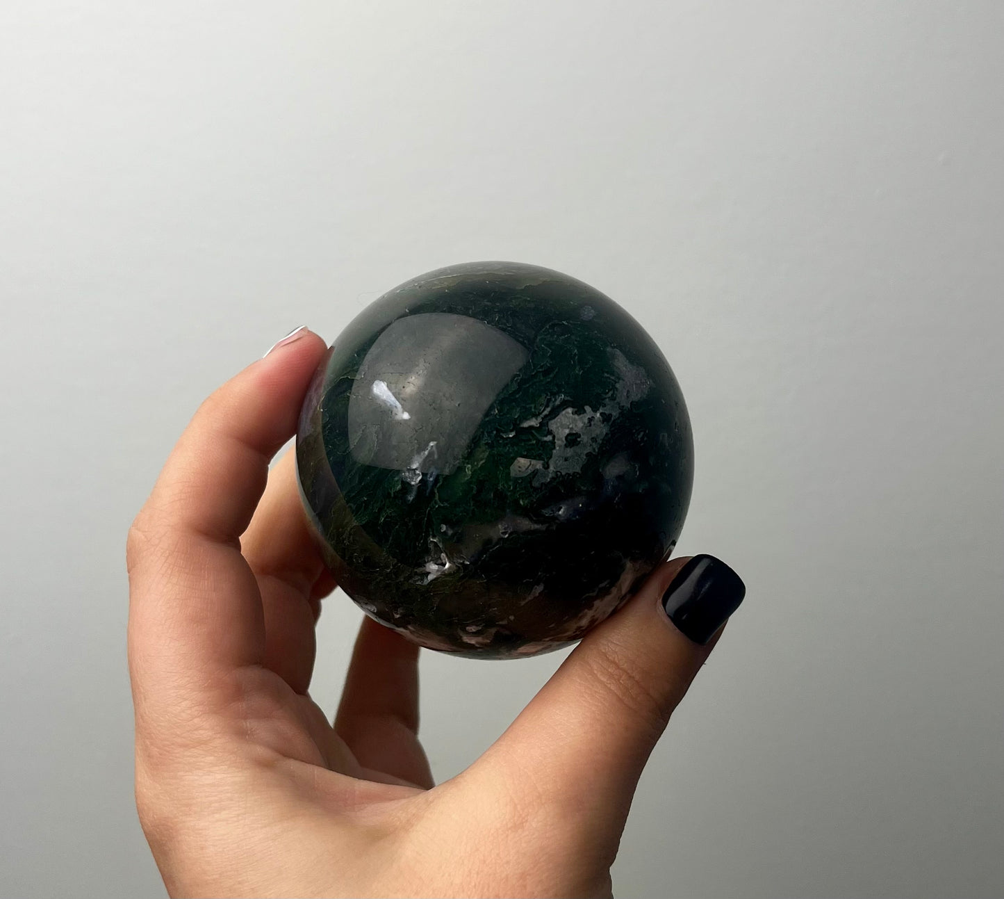 Moss agate sphere