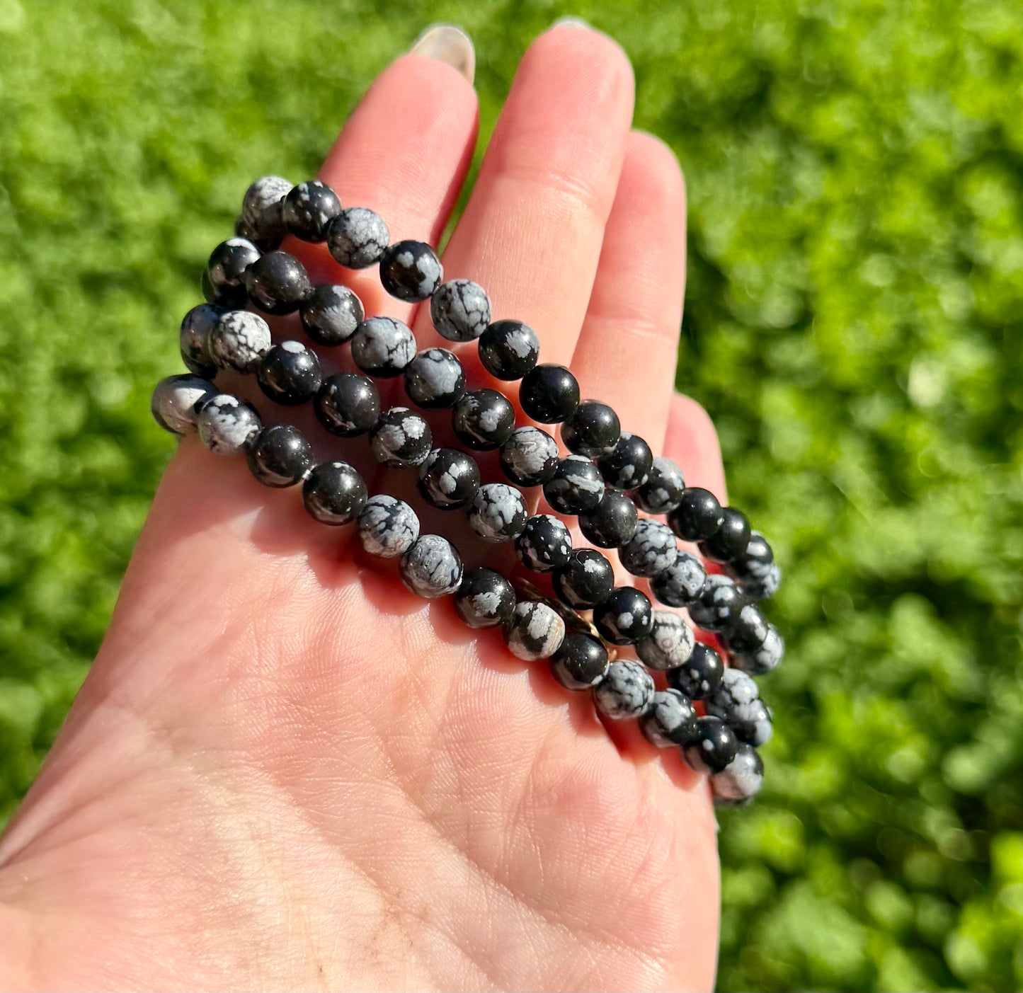 6mm snowflake obsidian bracelets