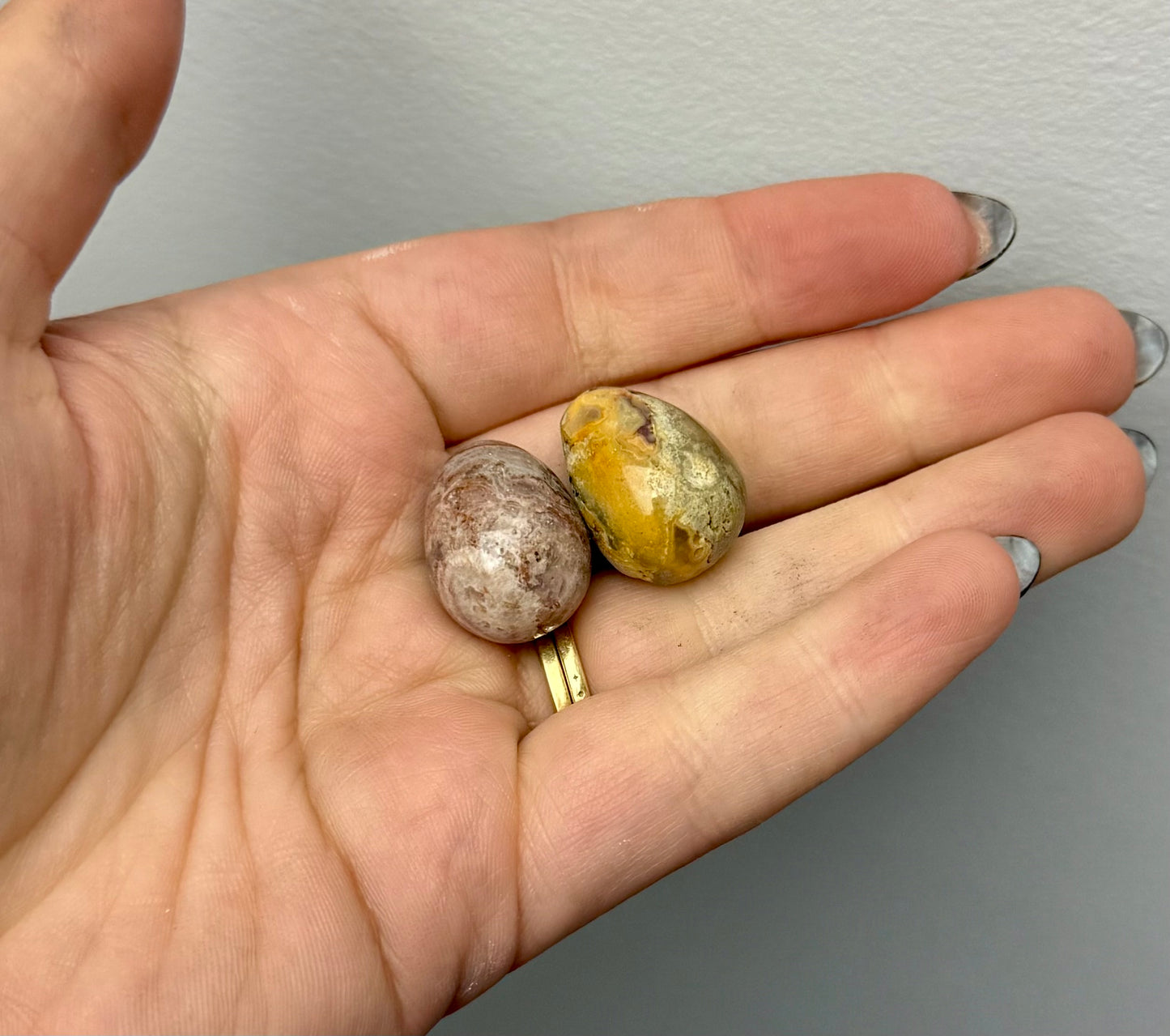 Crazy lace agate mini eggs