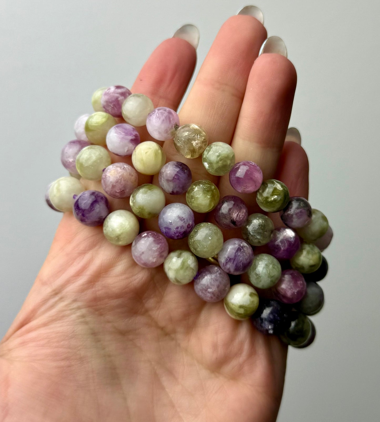 Purple and green mica bracelets