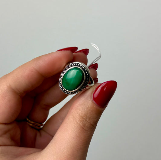 Malachite adjustable ring