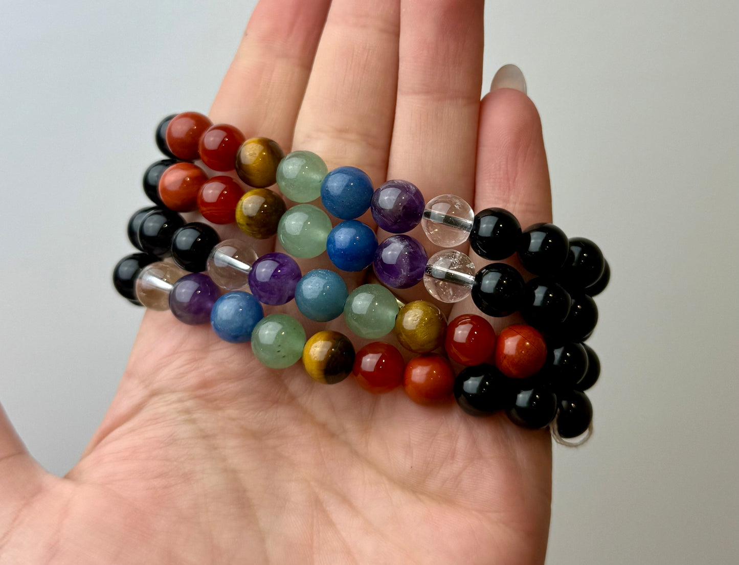 Chakra obsidian bracelets