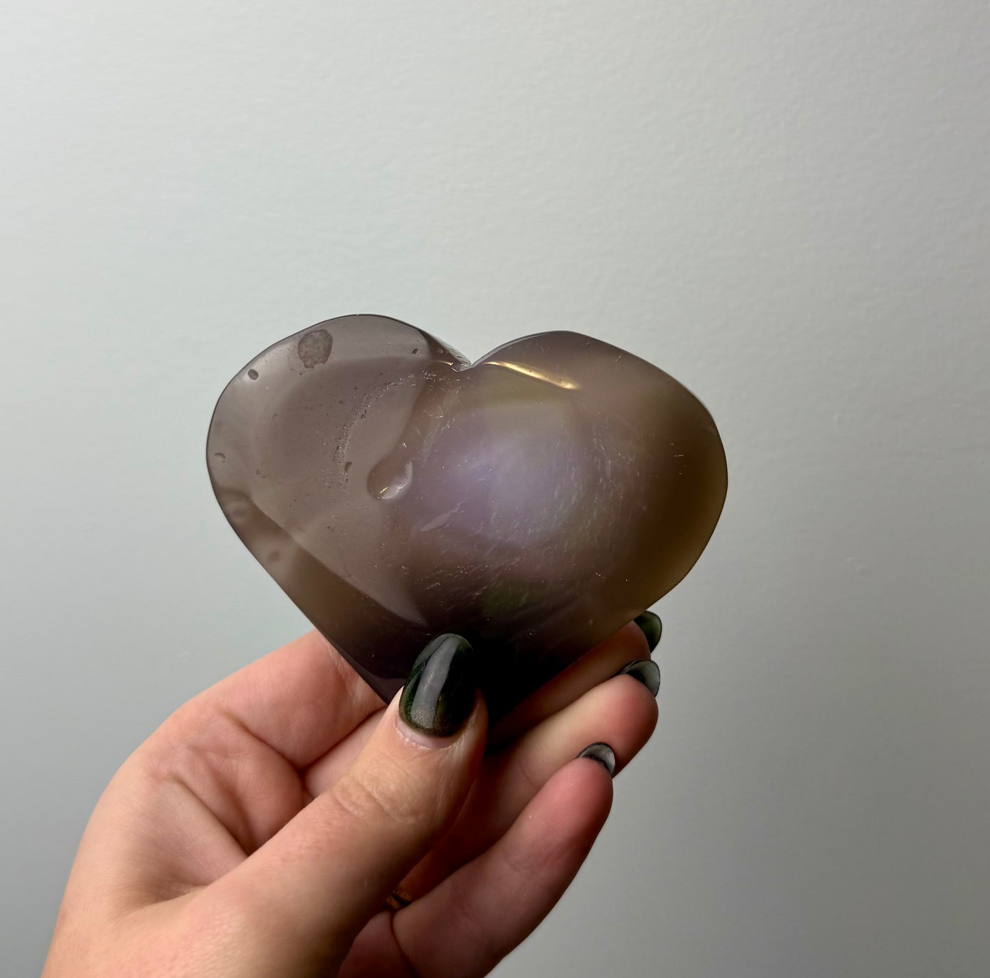 Amethyst agate heart carving