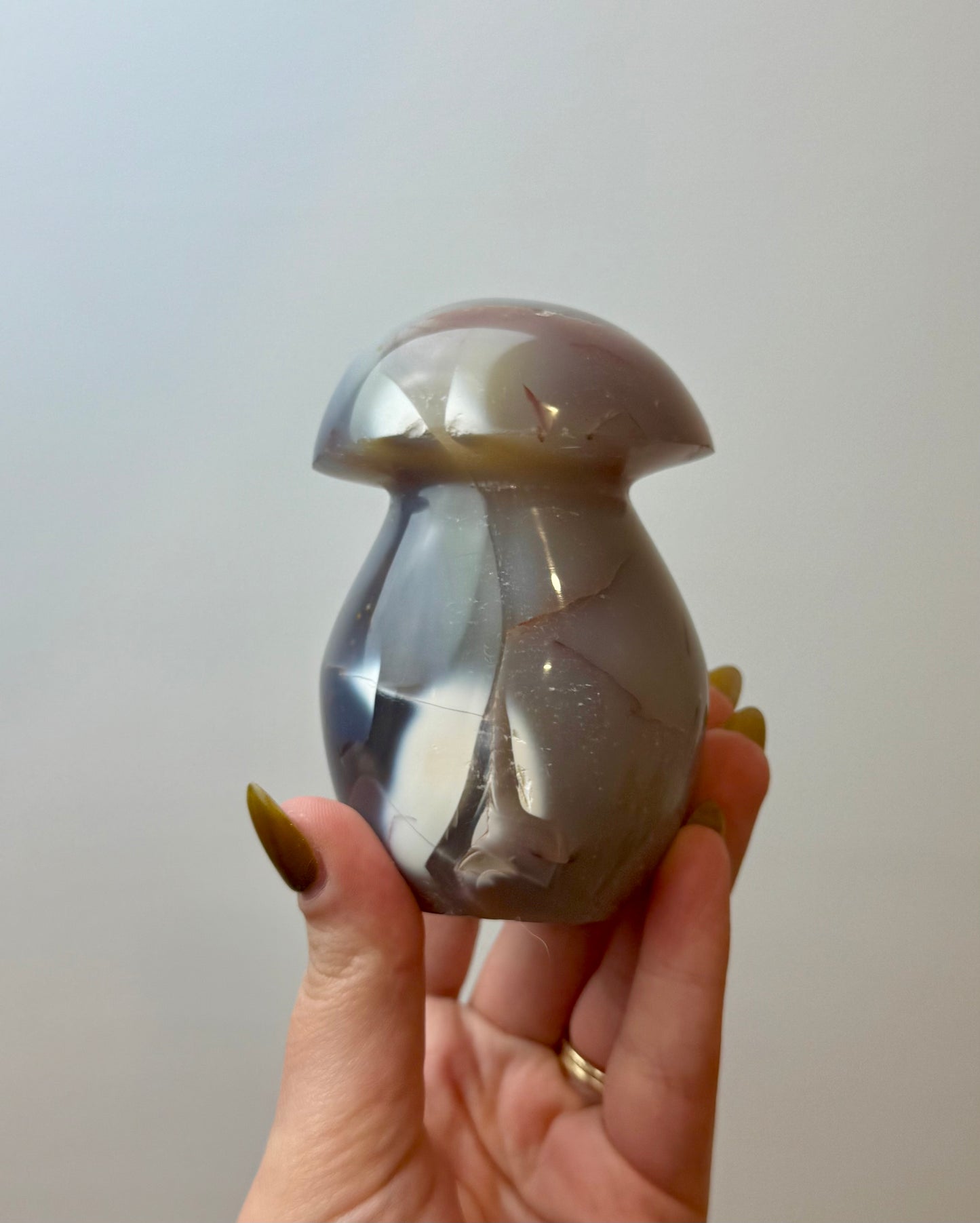 Orca agate mushroom carving
