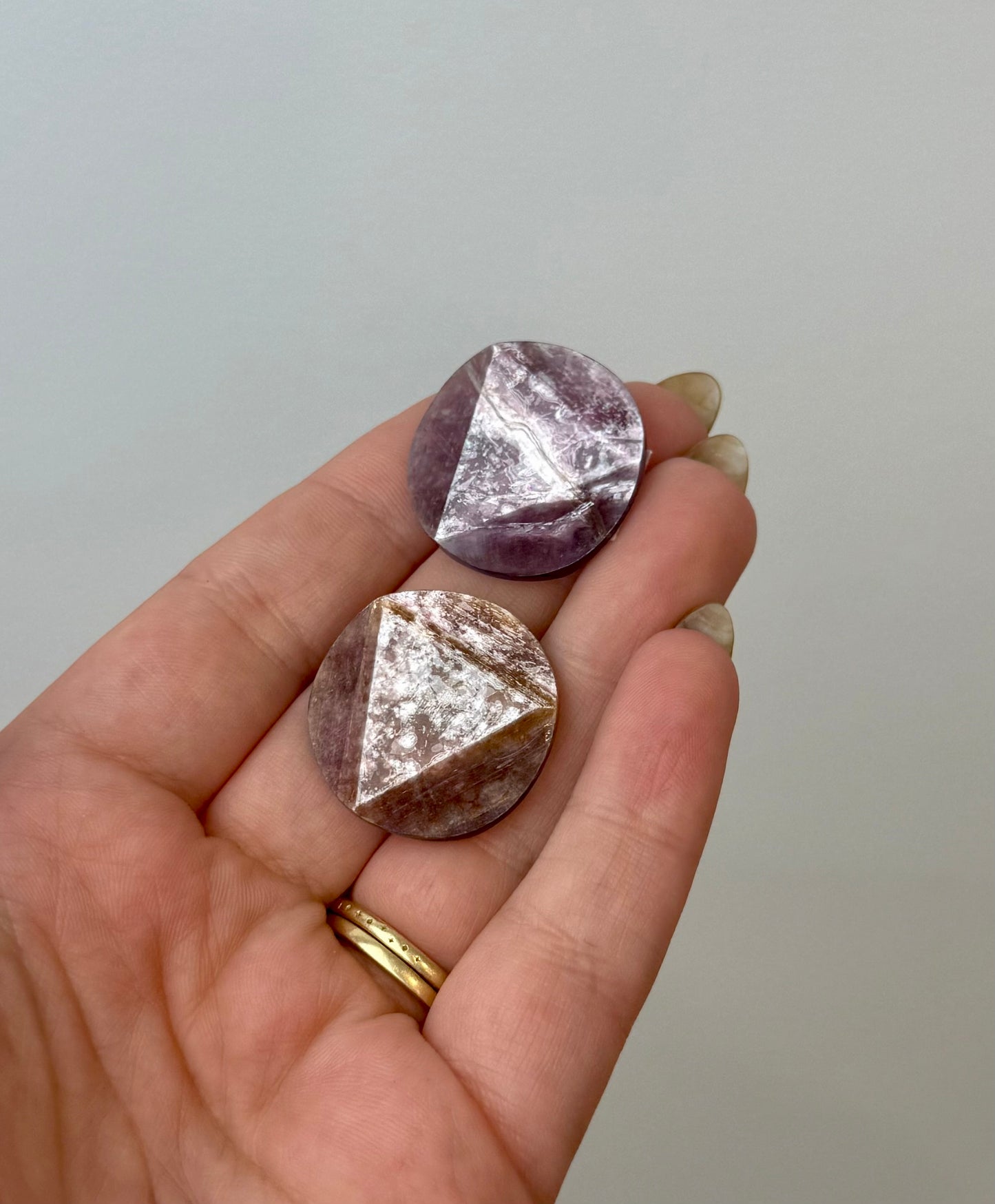 Gem lepidolite/purple mica carvings