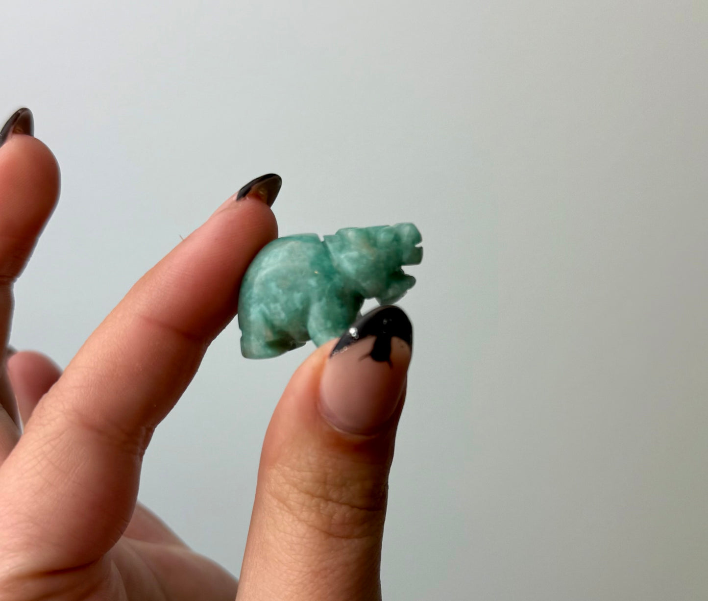 Amazonite hippopotamus carving