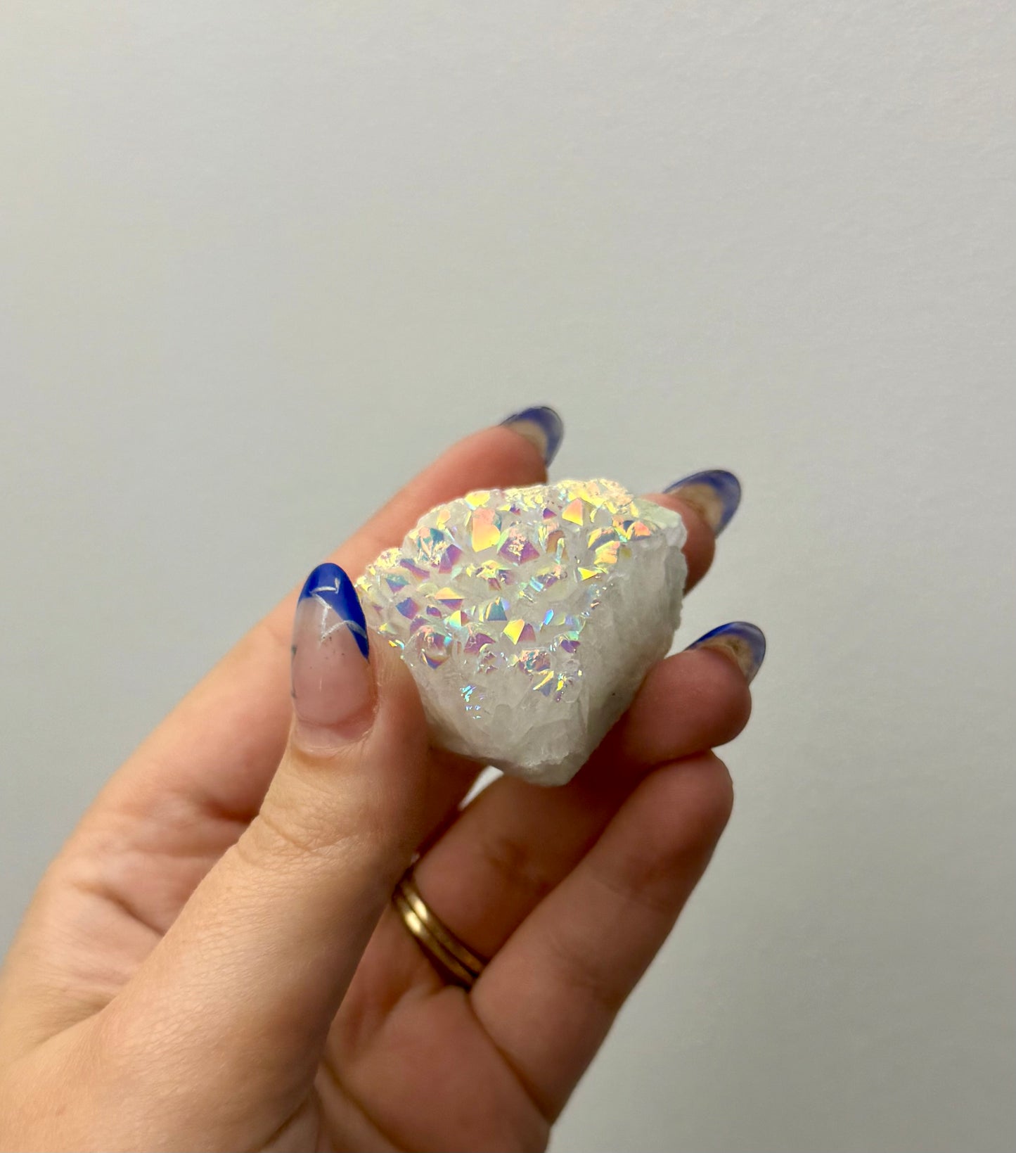 Altered aura quartz cluster