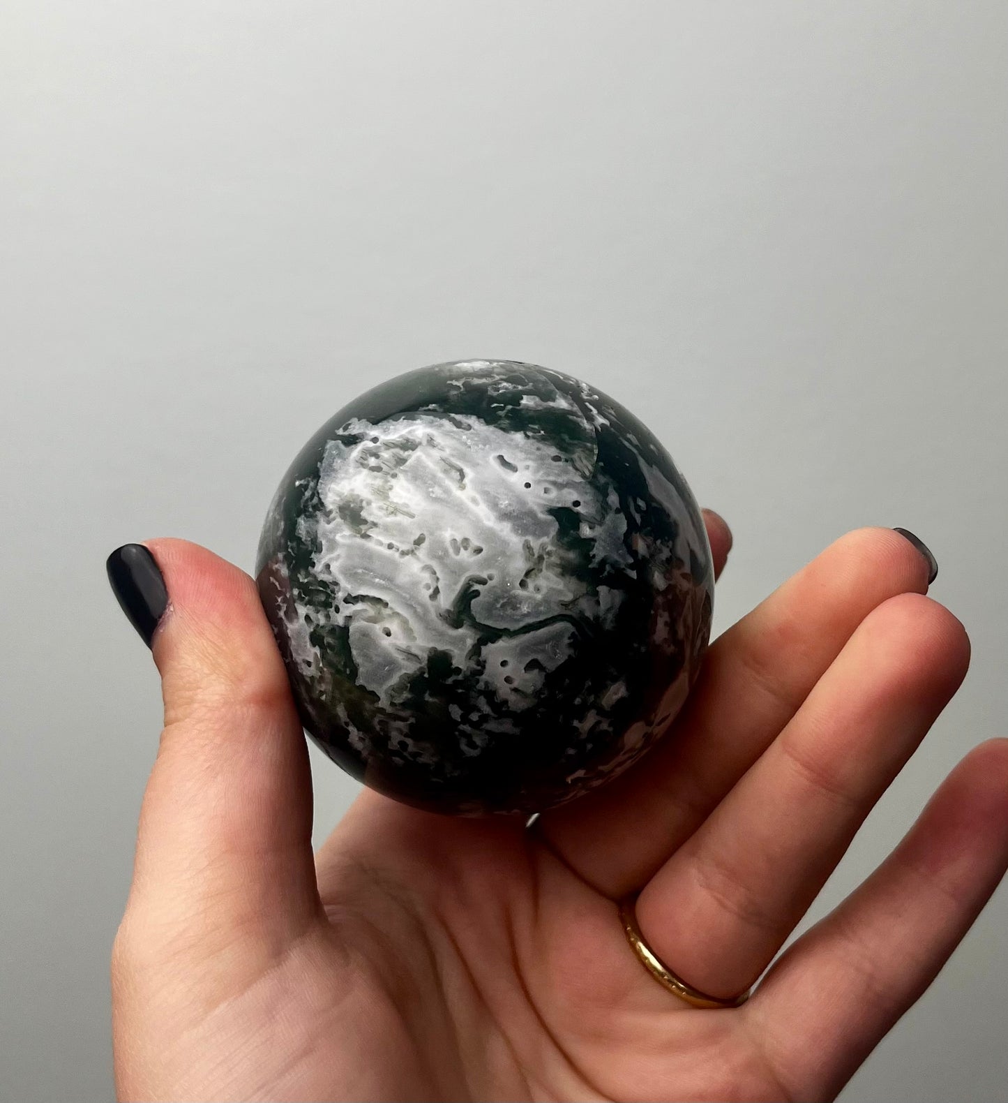 Moss agate sphere