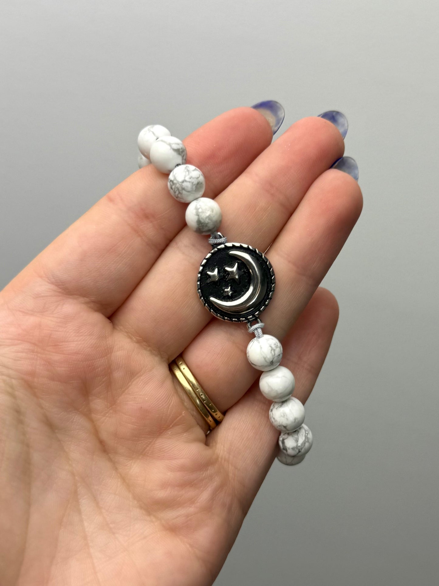 Moon howlite adjustable bracelet thrifted find