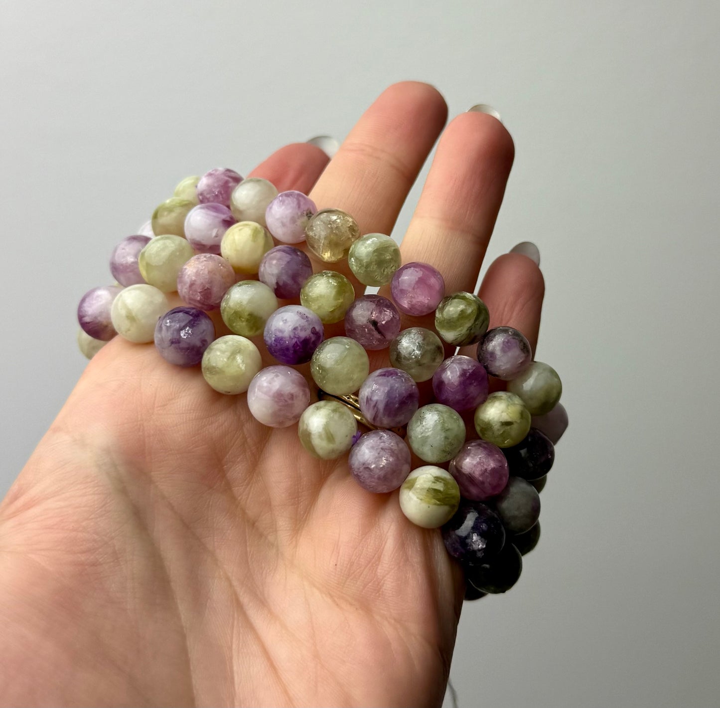 Purple and green mica bracelets