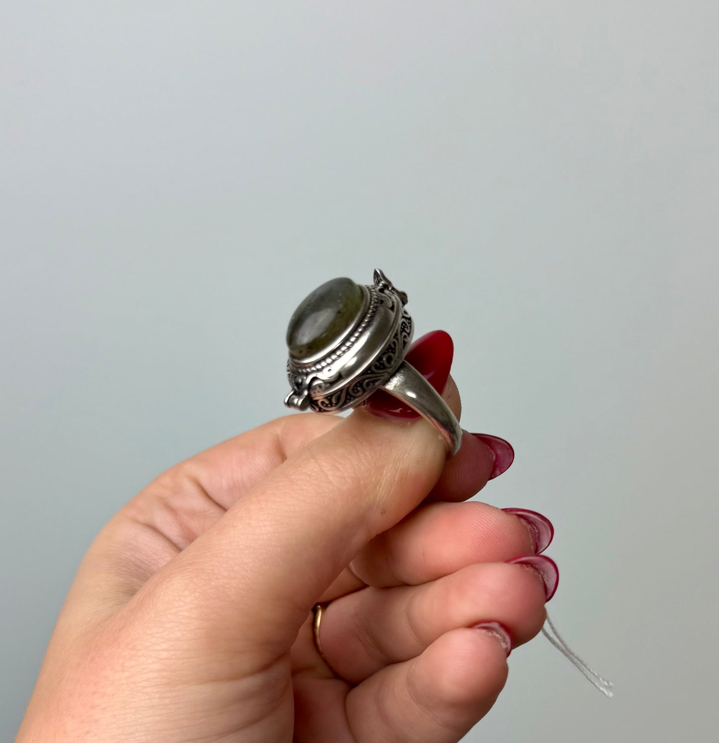 Labradorite locket adjustable ring