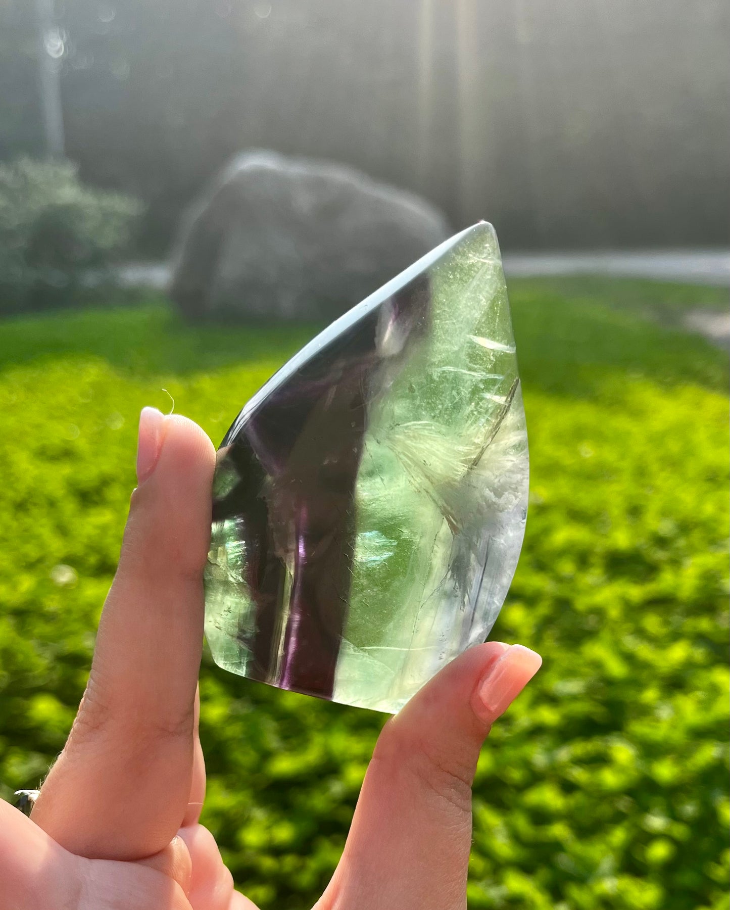 Feather fluorite tear freeform