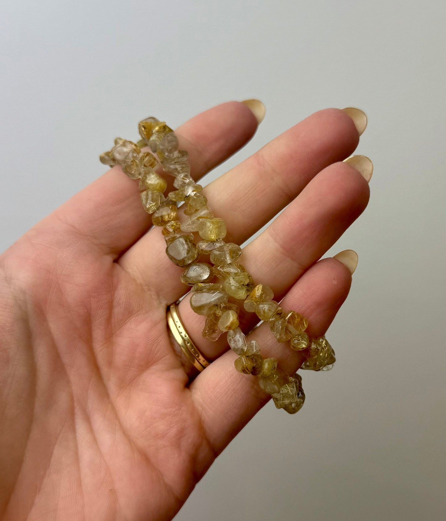 Golden rutile Quartz adjustable chip bracelets