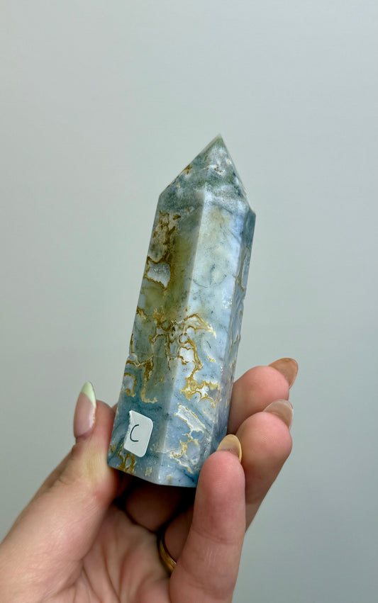 Pastel moss agate tower 19C