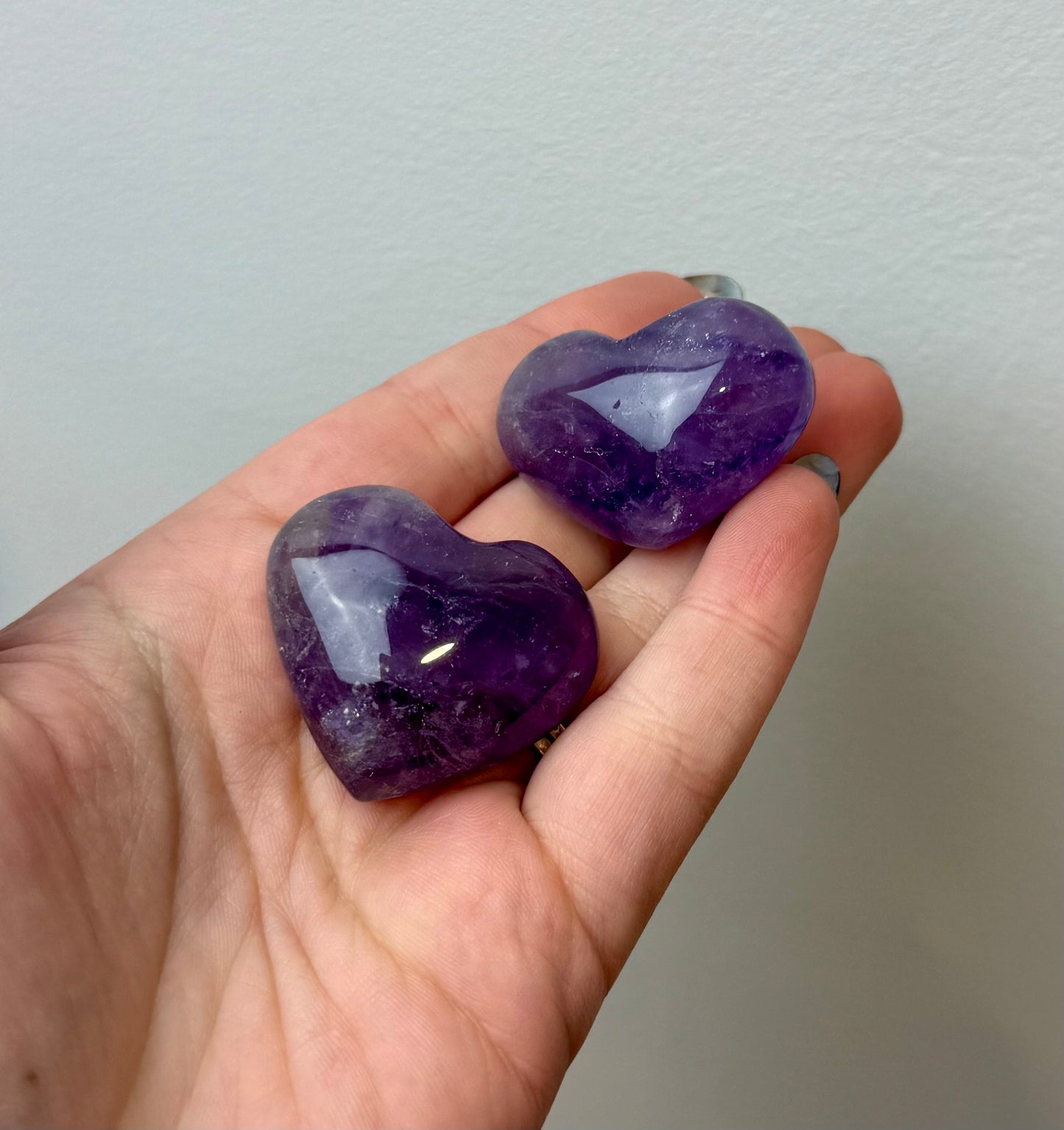 Amethyst heart carvings