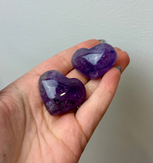Amethyst heart carvings