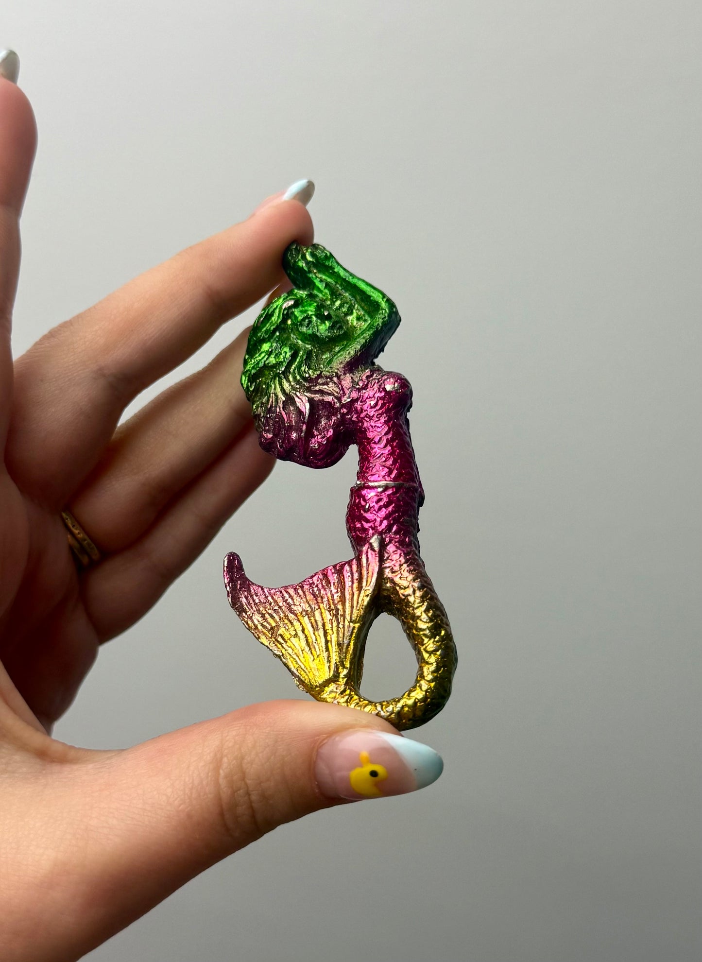 Bismuth mermaid carving