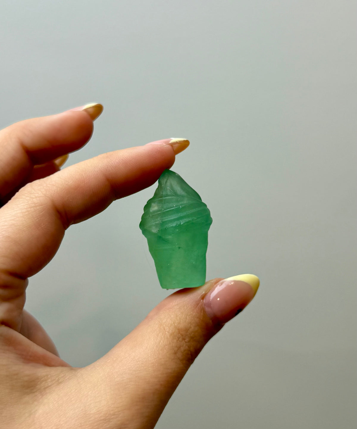 Fluorite ice cream cone carving
