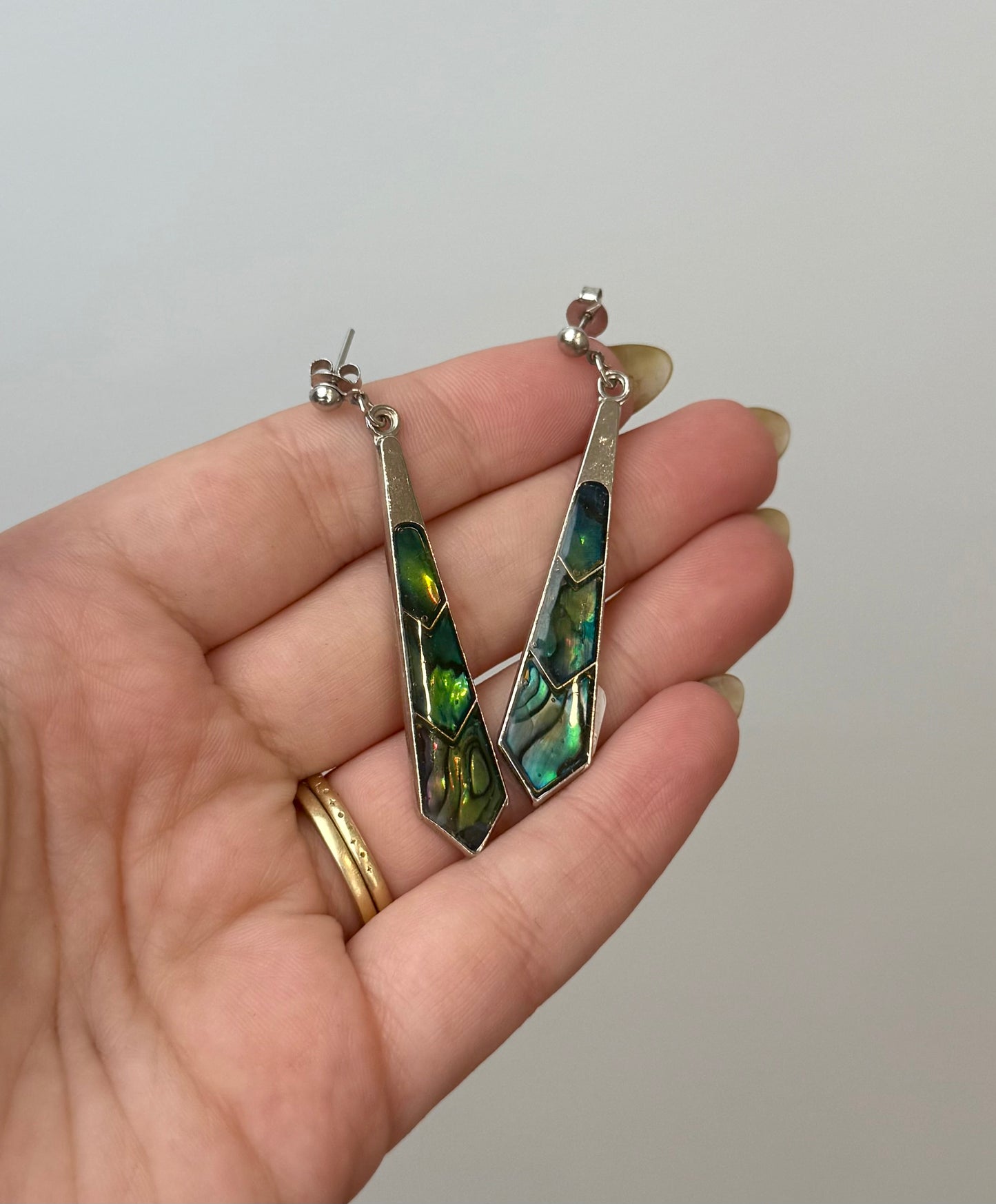 Abalone shell earrings thrifted find ￼