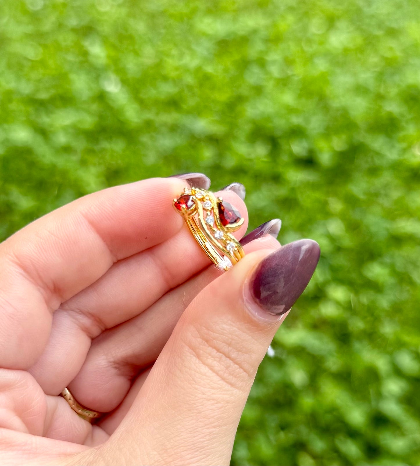 Garnet adjustable ring