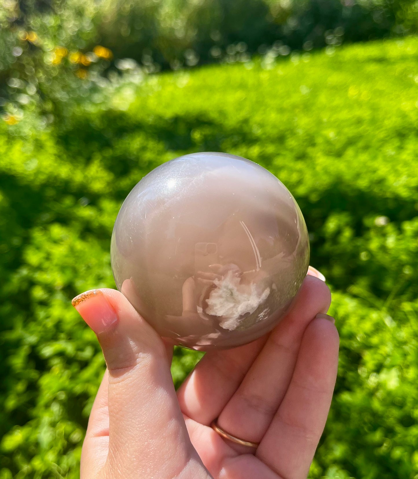 Flower agate sphere