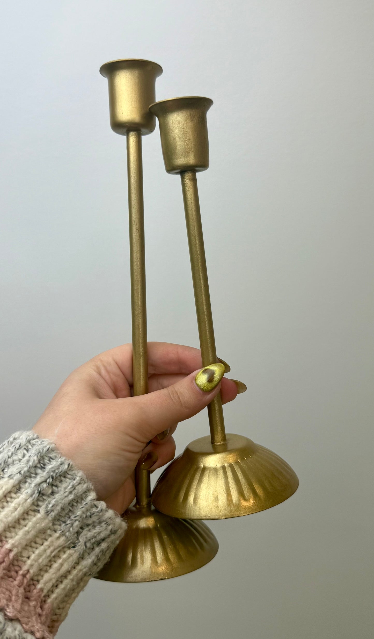 Candle sticks set/sphere stands thrifted find