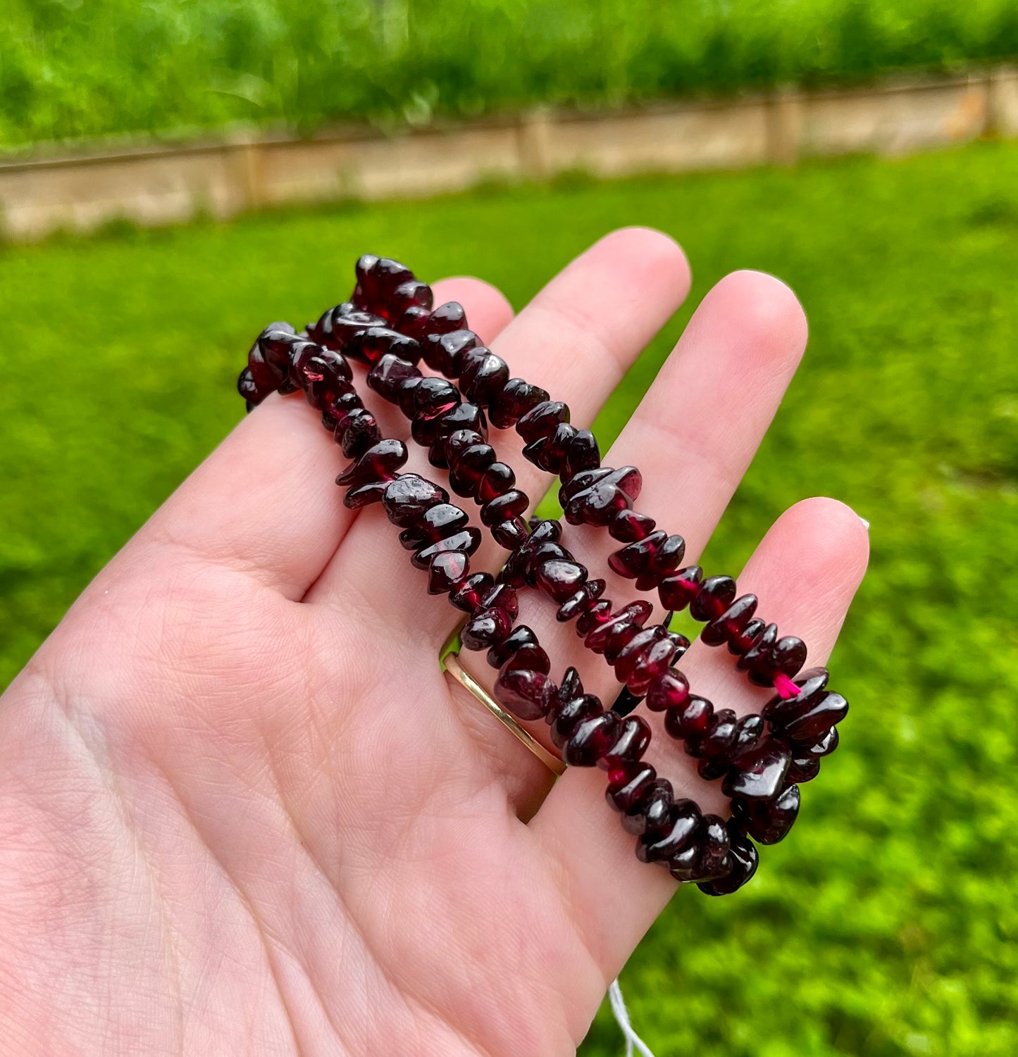 Garnet chip bracelets