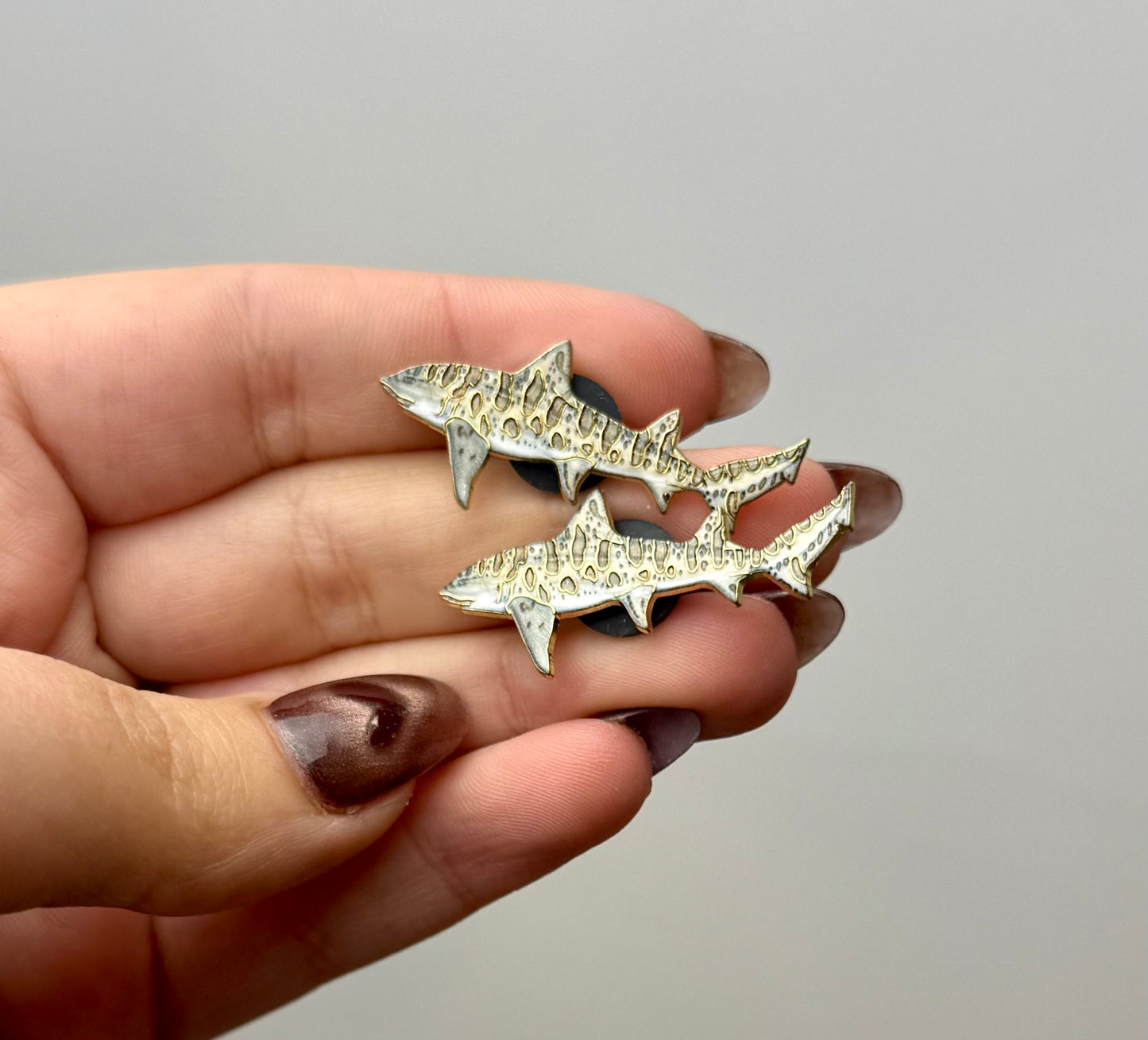 Leopard shark enamel pin ￼