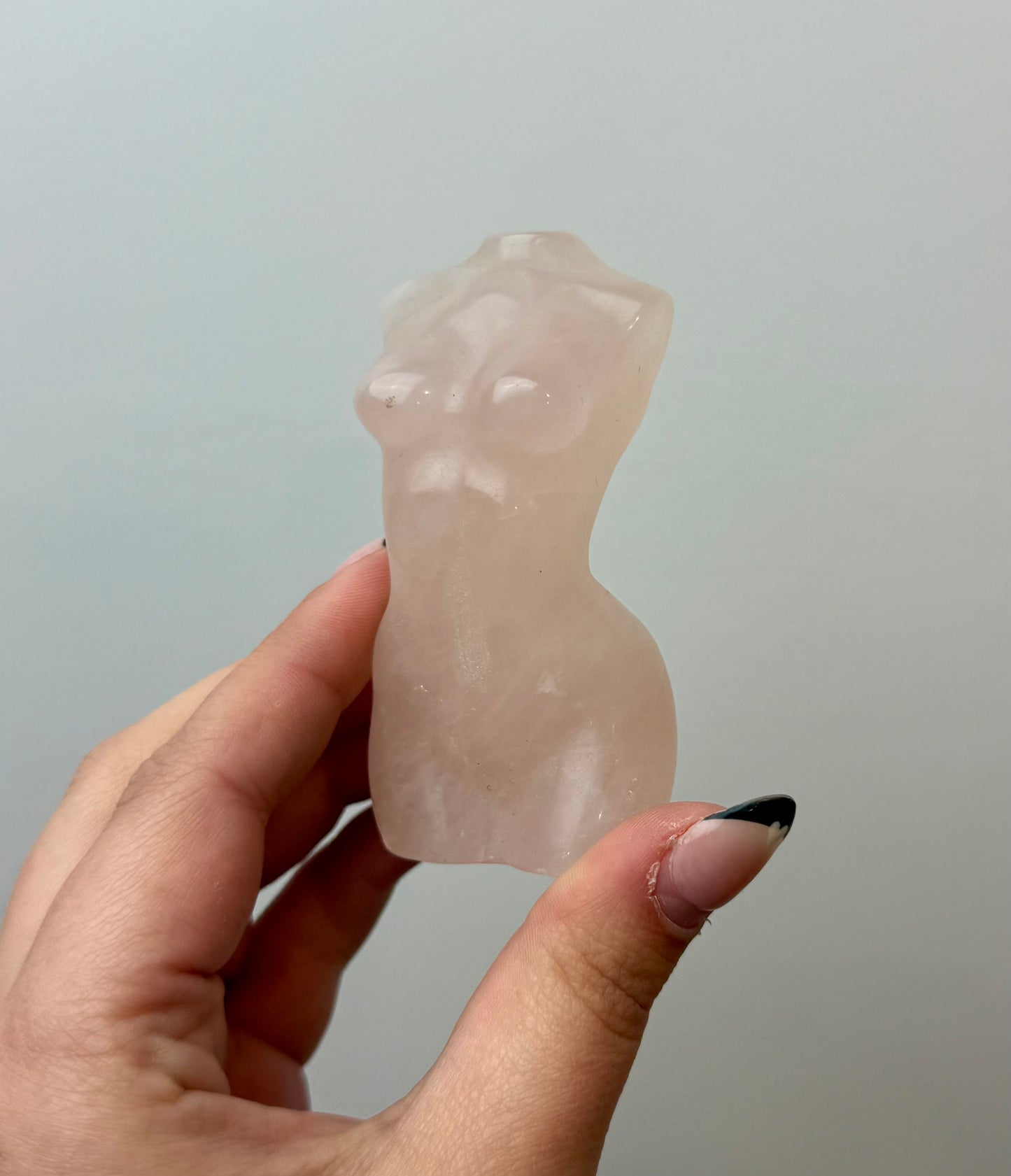 Rose quartz lady body carving