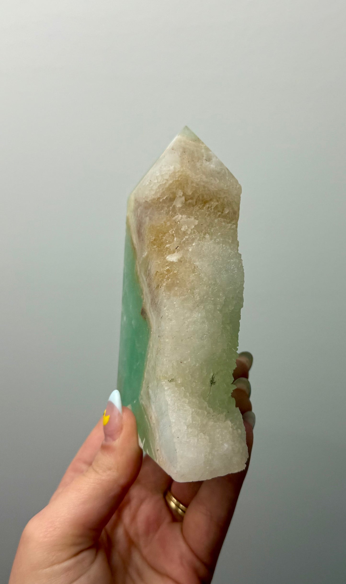 Half raw fluorite tower