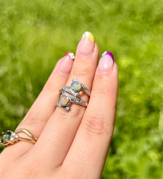 Opal snake adjustable rings